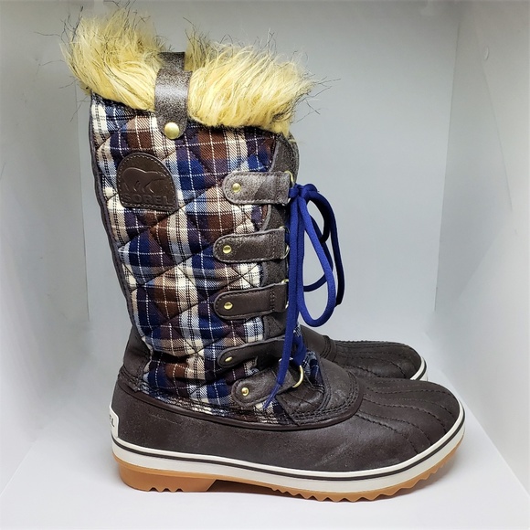 Sorel Shoes - SOREL JOAN OF ARCTIC Navy Plaid Waterproof Boot 10